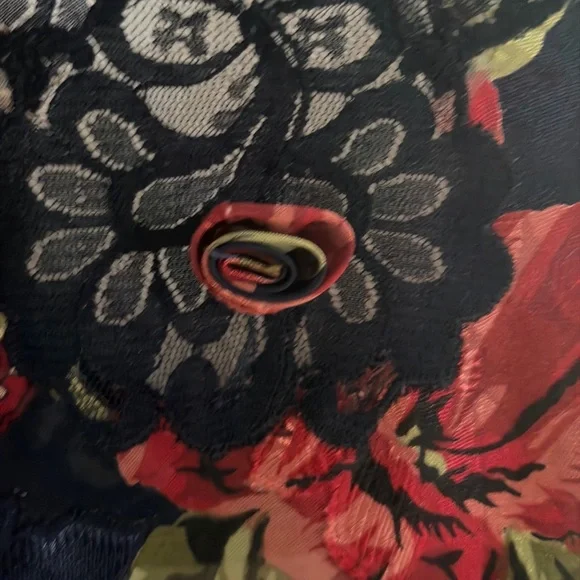 Victoria's Secret Navy Floral Lace Nightie 2pc Size M Gold Label 90s Coquette - Picture 4 of 12